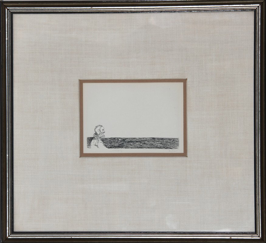 Leonard Baskin, Profile of a Man, Etching: Artist: Leonard Baskin, American (1922 - 2000) Title: Profile of a Man Year: circa 1968 Medium: Etching, signed in pencil Edition: Artist's Proof Image Size: 4.5 x 6 inches Frame Size: 15 x 17 inches