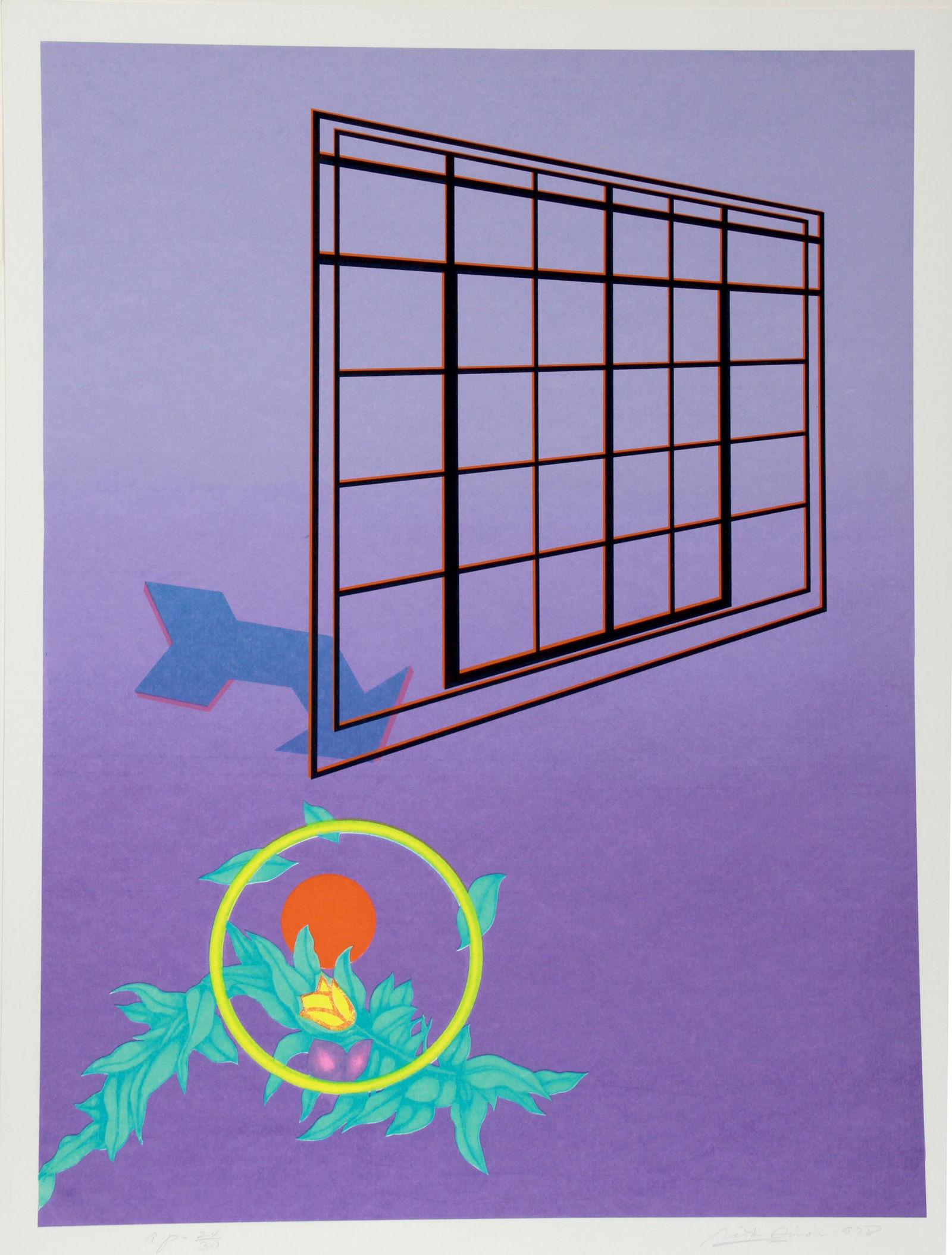 Rita Simon (aka Atirnomis), Untitled - Arrow, Screenprint, signed and numbered in pencil: Artist: Rita Simon (aka Atirnomis), American (1938 - ) Title: Untitled - Arrow Year: 1978 Medium: Screenprint, signed and numbered in pencil Edition: AP 30 Image Size: 32 x 24 inches Size: 36 in. x 26