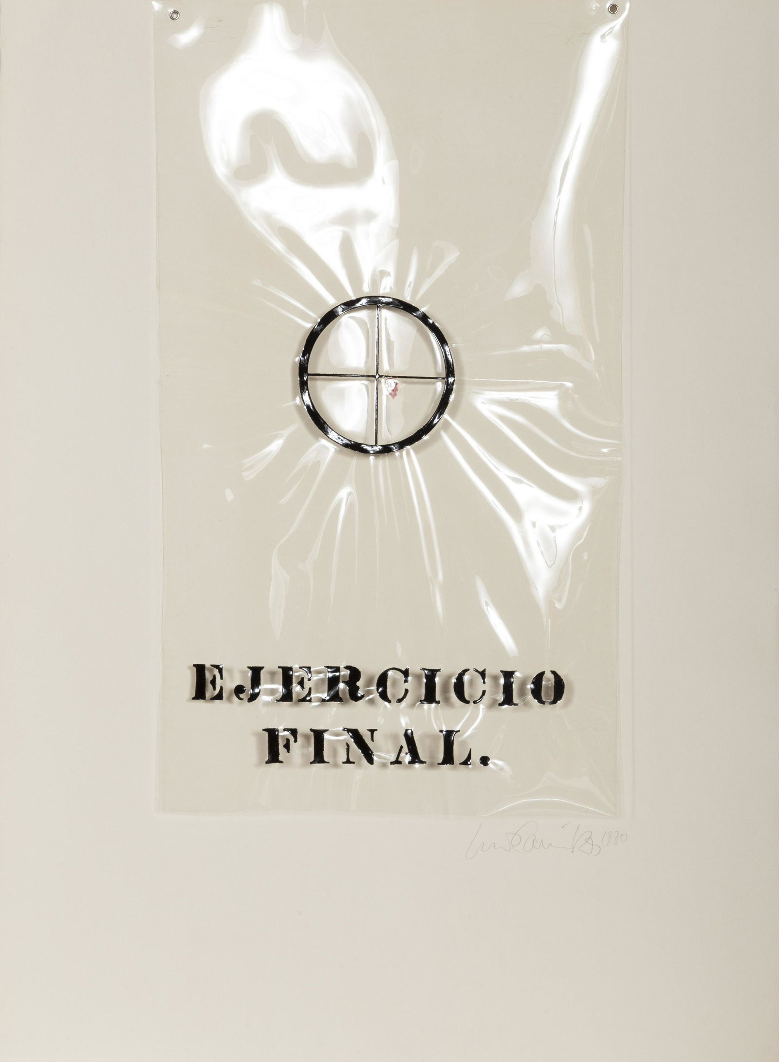 Luis Camnitzer, Ejercicio Final, Intaglio with Collage: Artist: Luis Camnitzer, Uruguayan/German (1937 - ) Title: Ejercicio Final Portfolio: Grafica Latinoamericana Year: 1970 Medium: Intaglio with Collage, signed and numbered in pencil Edition: 100 Size: