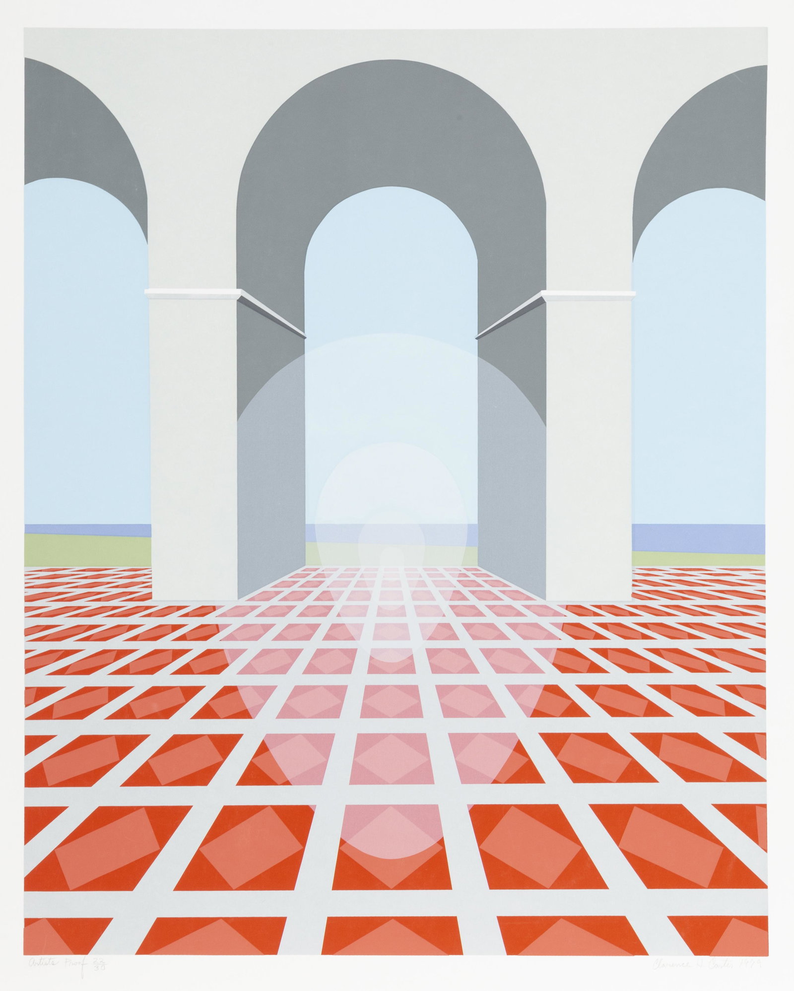 Clarence Holbrook Carter, Villa by the Sea, Screenprint: Artist: Clarence Holbrook Carter, American (1904 - 2000) Title: Villa by the Sea Year: 1979 Medium: Screenprint, signed and numbered in pencil Edition: 200, 30 AP Size: 35 in. x 26 in. (88.9 cm x 66.0