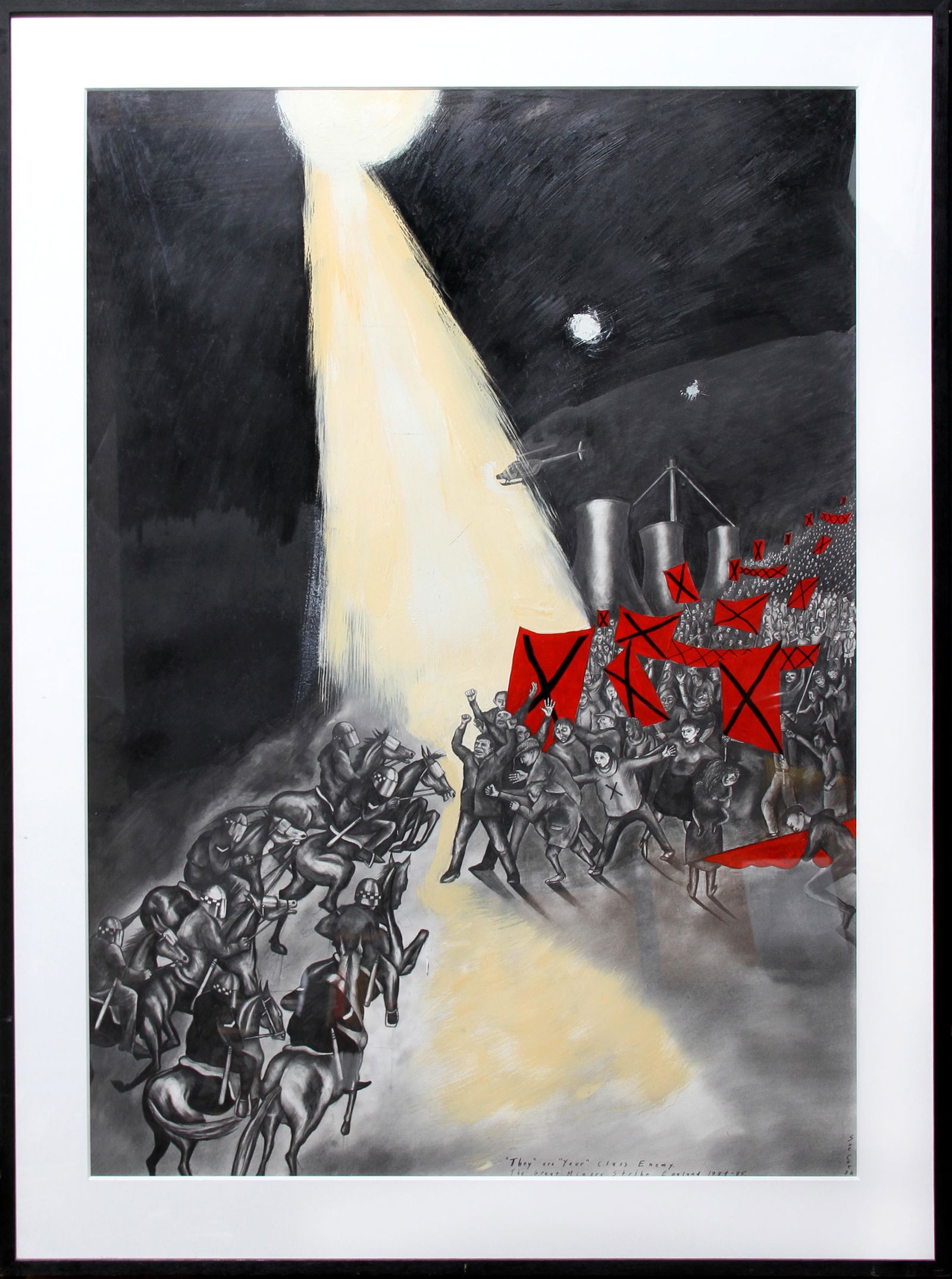 Sue Coe, They are Your Class Enemy - The Great Miner's Strike, England 1984-85, Oil on board: Artist: Sue Coe, British/American (1951 - ) Title: They are Your Class Enemy - The Great Miner's Strike, England 1984-85 Year: 1986 Medium: Oil on board, signed, titled and dated Size: 40 x 28 in. (10