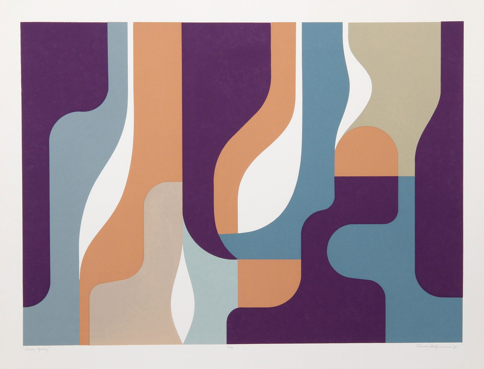 Arnold Hoffmann, Jr., Early Spring, Screenprint: Artist: Arnold Hoffmann, Jr., American (1915 - 1991) Title: Early Spring Year: circa 1980 Medium: Screenprint, signed and numbered in pencil Edition: 19/60 Image Size: 21 x 28.5 inches Size: 26 x 33 i