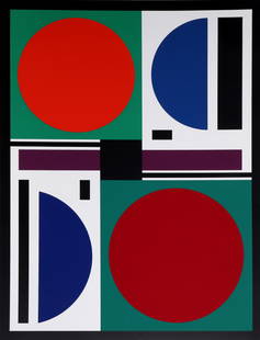 Auguste Herbin, At Galerie Denis Rene, Screenprint: Artist: Auguste Herbin, French (1882 - 1960) Title: At Galerie Denis Rene Year: circa 1970 Medium: Screenprint Size: 28.5 x 27.5 in. (72.39 x 69.85 cm)