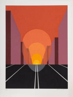 Clarence Holbrook Carter, Highway, Screenprint: Artist: Clarence Holbrook Carter, American (1904 - 2000) Title: Highway Year: 1979 Medium: Screenprint, signed and numbered in pencil Edition: 200 Image Size: 30 x 22 inches Size: 35 in. x 26 in. (88.