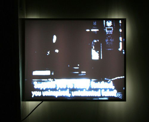 Wolfgang Staehle, Suppose you're really finished,: Artist: Wolfgang Staehle, American (1950 - ) Title: Suppose you're really finished, you uninspired, untalented fake? Year: 1988 Medium: Electric Lightbox: Aluminum, Plexiglass, etc. Size: 24.5 in. x 3