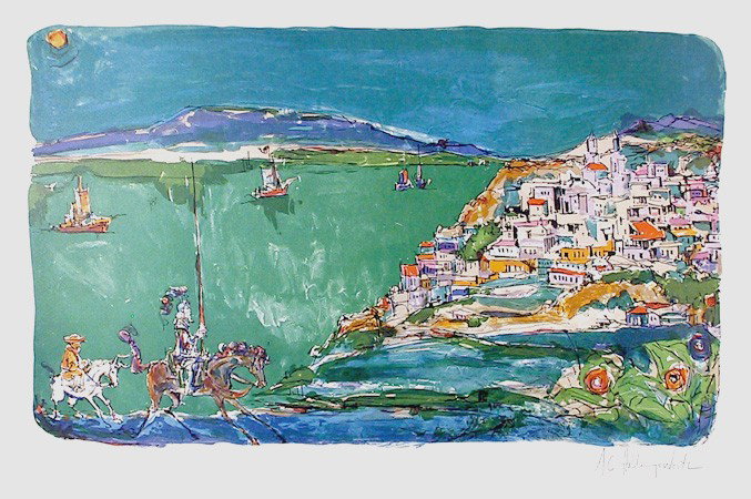 Alvin Carl Hollingsworth, Don Quixote 3, Lithograp: Artist: Alvin Carl Hollingsworth, American (1928 - 2000) Title: Don Quixote 3 Medium: Lithograph, signed and numbered in pencil Edition: 1000 Size: 19.5 in. x 26 in. (49.53 cm x 66.04 cm)