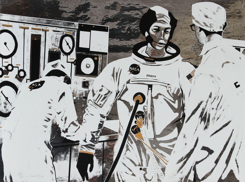Lowell Blair Nesbitt, Apollo Mission: Spacesuit Da: Artist: Lowell Blair Nesbitt, American (1933 - 1993) Title: Apollo Mission: Spacesuit Checkout Astronaut David Scott Year: 1969 Medium: Silkscreen on Foil, Signed and numbered in pencil Edition: XVI/X