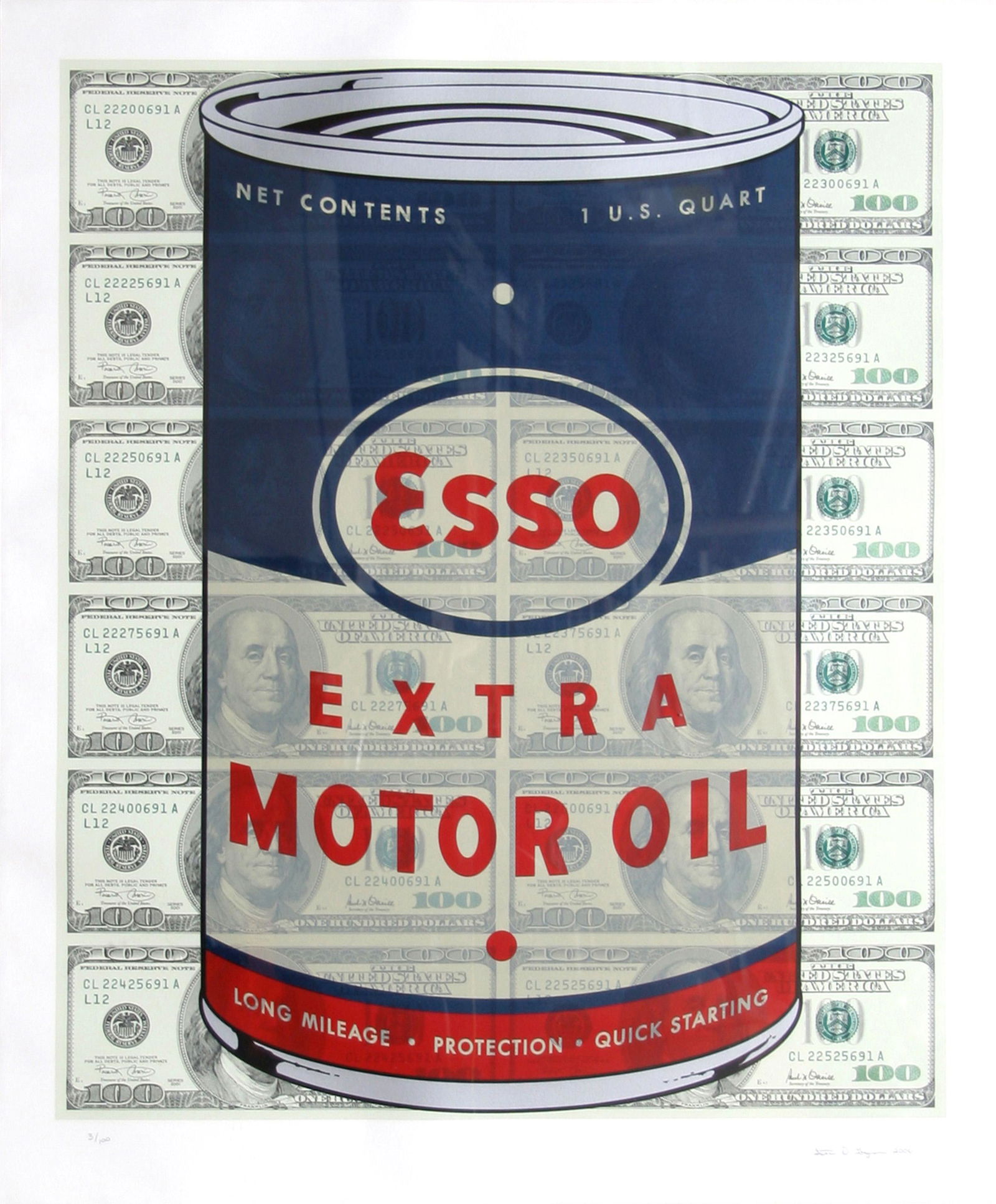 Steven Gagnon, Esso Oil Can, Screenprint on Coventry: Artist: Steven Gagnon, American (1973 - ) Title: Esso Oil Can Year: 2006 Medium: Screenprint on Coventry, Signed and numbered in pencil Edition: 100 Image Size: 36 x 30 inches Size: 41 x 34 in. (104.1