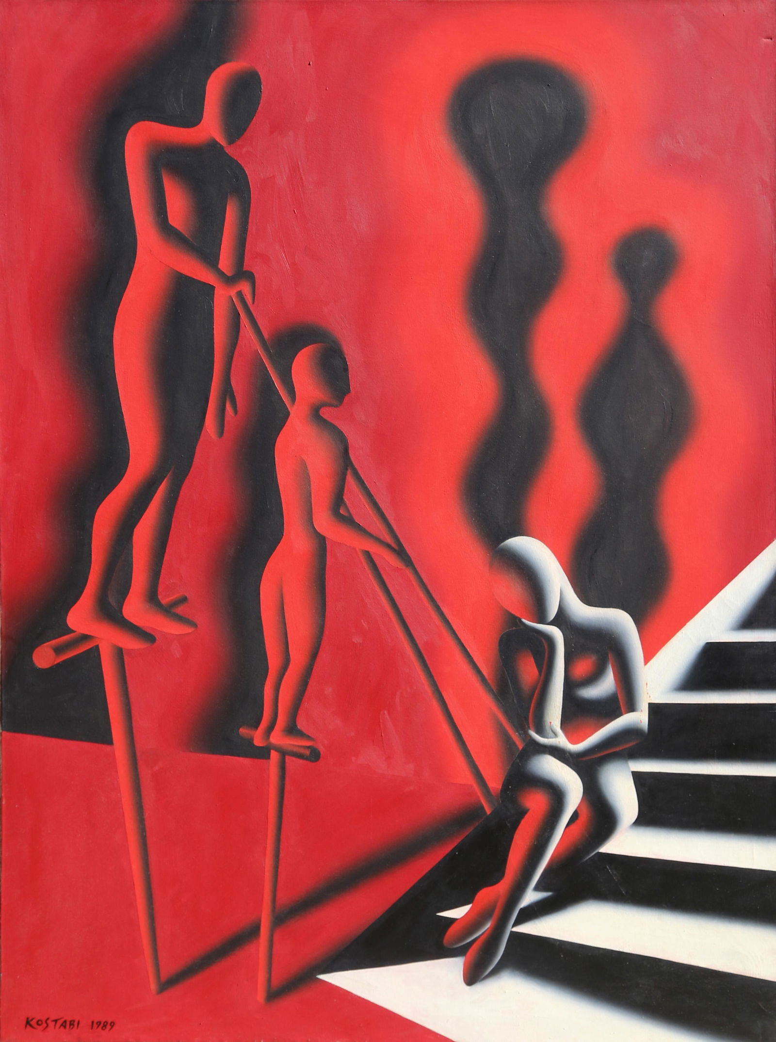 Mark Kostabi, Upward Mobility, Oil on Canvas (1 of 5)