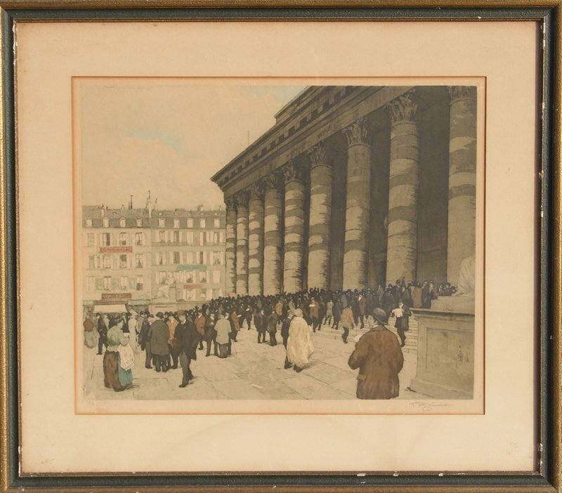 Tavik Frantisek Simon, Cityscape 15, Color Etching: Artist: Tavik Frantisek Simon, Czech (1877 - 1942) Title: untitled 15 Medium: Color Etching, signed in pencil Size: 13.5 in. x 17 in. (34.29 cm x 43.18 cm) Frame Size: 21.5 x 24.5 inches