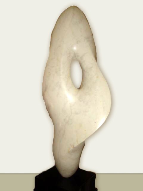 Antoine Poncet, Carved Marble Sculpture: Artist: Antoine Poncet, Swiss (1928 - ) Title: Untitled Year: 1980 Medium: Carved Marble Sculpture Size: 40 in. x 16 in. x 16 in. (101.6 cm x 40.64 cm x 40.64 cm) Frame Size: Black Marble Base: 20 x 1