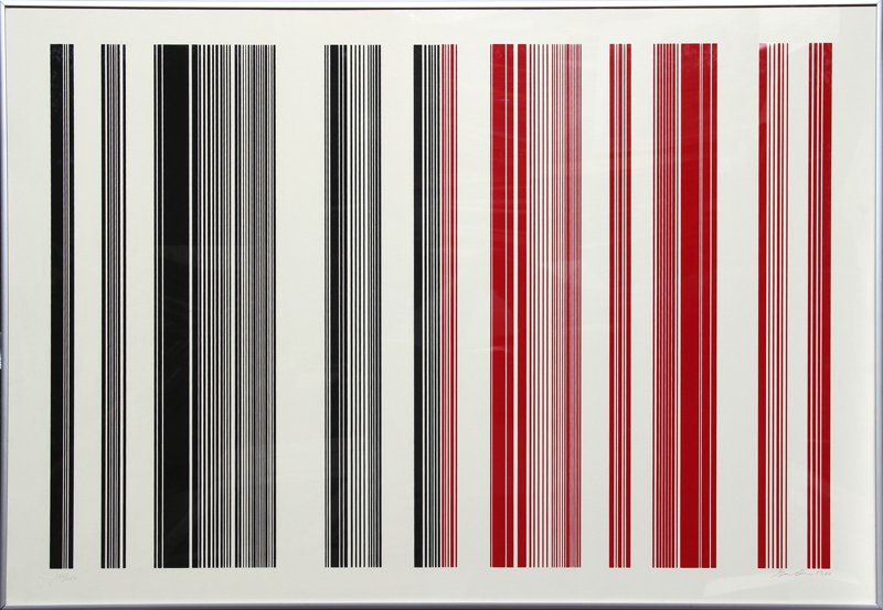 Gene Davis, untitled (Black and Red), Silkscreen: Artist: Gene Davis, American (1920 - 1985) Title: untitled (Black and Red) Year: 1983 Medium: Silkscreen, signed and numbered in pencil Edition: 180/250 Size: 27.5 in. x 39.5 in. (69.85 cm x 100.33 cm