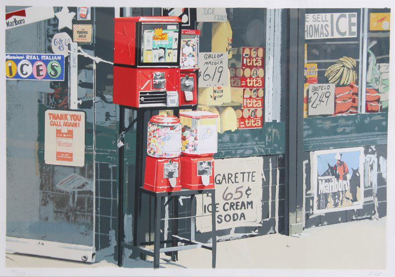 Cityscapes Portfolio of 10 Photorealist Serigraphs: Artist: John Baeder (1938 - ) Title: Market Diner from the City Scapes Portfolio Year: 1981 Medium: Serigraph on Somerset, signed and numbered in pencil Edition: 250, 30 AP's Size: 22 in. x 30 in. (55