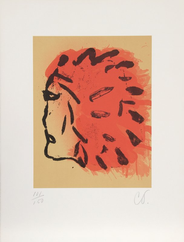 Claes Oldenburg, Indian Head from Peace Portfolio,: Artist: Claes Oldenburg, Swedish/American (1929 - ) Title: Indian Head from Peace Portfolio Year: 1972 Medium: Silkscreen, Signed and numbered in pencil Edition: 101/150 Size: 29.5 in. x 21.5 in. (74.