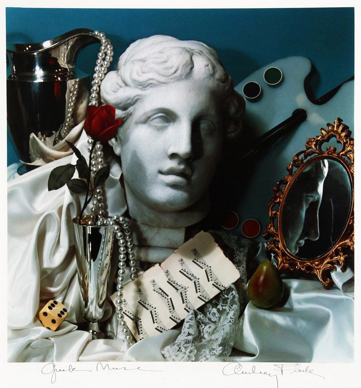 Audrey Flack, Greek Muses, Color Photograph: Artist: Audrey Flack, American (1931 - ) Title: Greek Muses Medium: Color Photograph, signed and titled Image Size: 19 x 18.5 inches Size: 24 in. x 20 in. (60.96 cm x 50.8 cm)