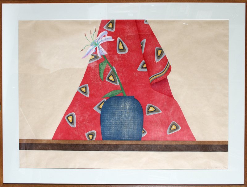 Ed Baynard, The Print Scarf, Woodcut on Natural Ok: Artist: Ed Baynard, American (1940 - ) Title: The Print Scarf Year: 1980 Medium: Woodcut on Natural Okawara handmade paper, signed, numbered and dated l.r. in pencil Edition: 70; 4/18 AP Size: 29 in.