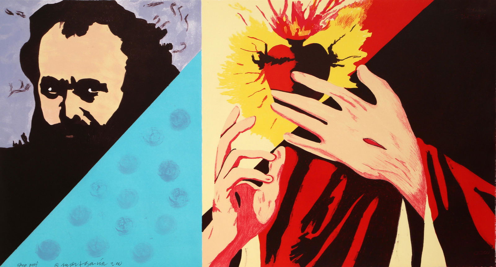 Rupert Garcia, Geometry of Manet and the Sacred Heart , Lithograph on Arches (1 of 1)