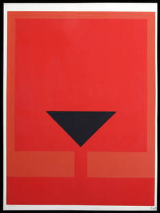 Luis Feito Lopez, Untitled - Black Triangle, Screenprint: Artist: Luis Feito Lopez, Spanish (1929 - ) Title: Untitled - Black Triangle Year: circa 1965 Medium: Screenprint, signed and numbered in pencil Edition: 5/200 Size: 28 x 20.5 in. (71.12 x 52.07 cm)