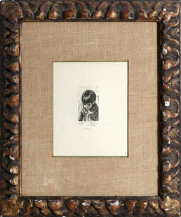 Sheldon 'Shelly' Fink, Timmy, Etching: Artist: Sheldon 'Shelly' Fink, American (1925 - 2002) Title: Timmy Medium: Etching, signed, numbered and dated in pencil Edition: AP Image Size: 2 x 1 inches Frame Size: 11.75 x 9.75 inches Descriptio