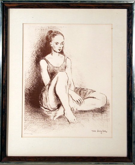 Moses Soyer, Ballet Dancer, Lithograph : Artist: Moses Soyer, American (1899 - 1974) Title: Ballet Dancer Year: circa 1970 Medium: Lithograph, Signed in the plate Size: 12 in. x 9.5 in. (30.48 cm x 24.13 cm) Frame Size: 18 x 15 inches