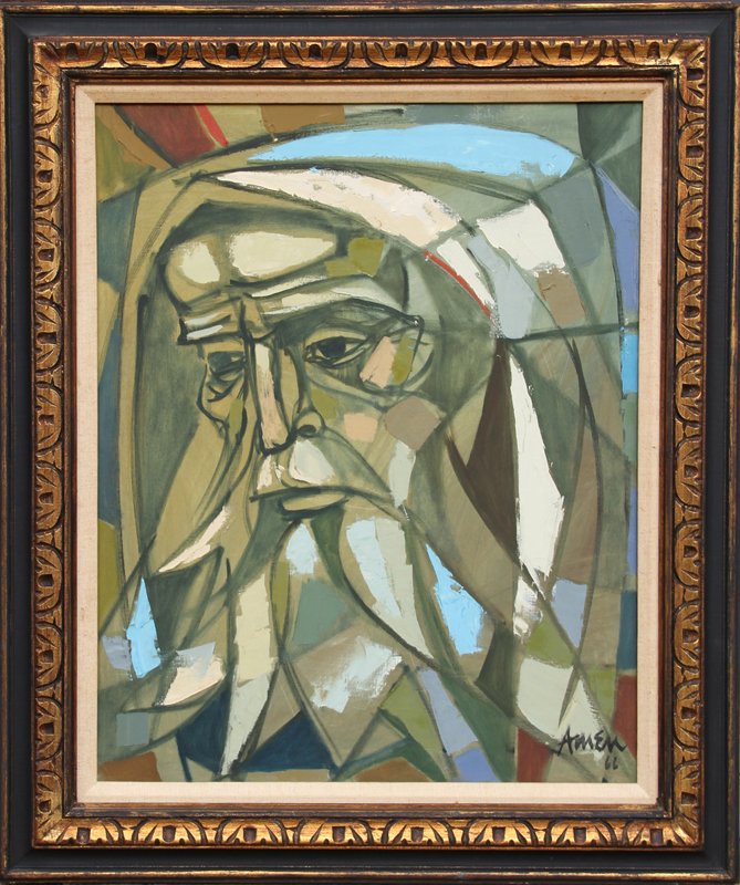 Irving Amen, Moses, Oil Painting: Artist: Irving Amen, American (1918 - ) Title: Moses Year: 1966 Medium: Oil on Canvas, signed and dated l.r. Size: 30 in. x 24 in. (76.2 cm x 60.96 cm)