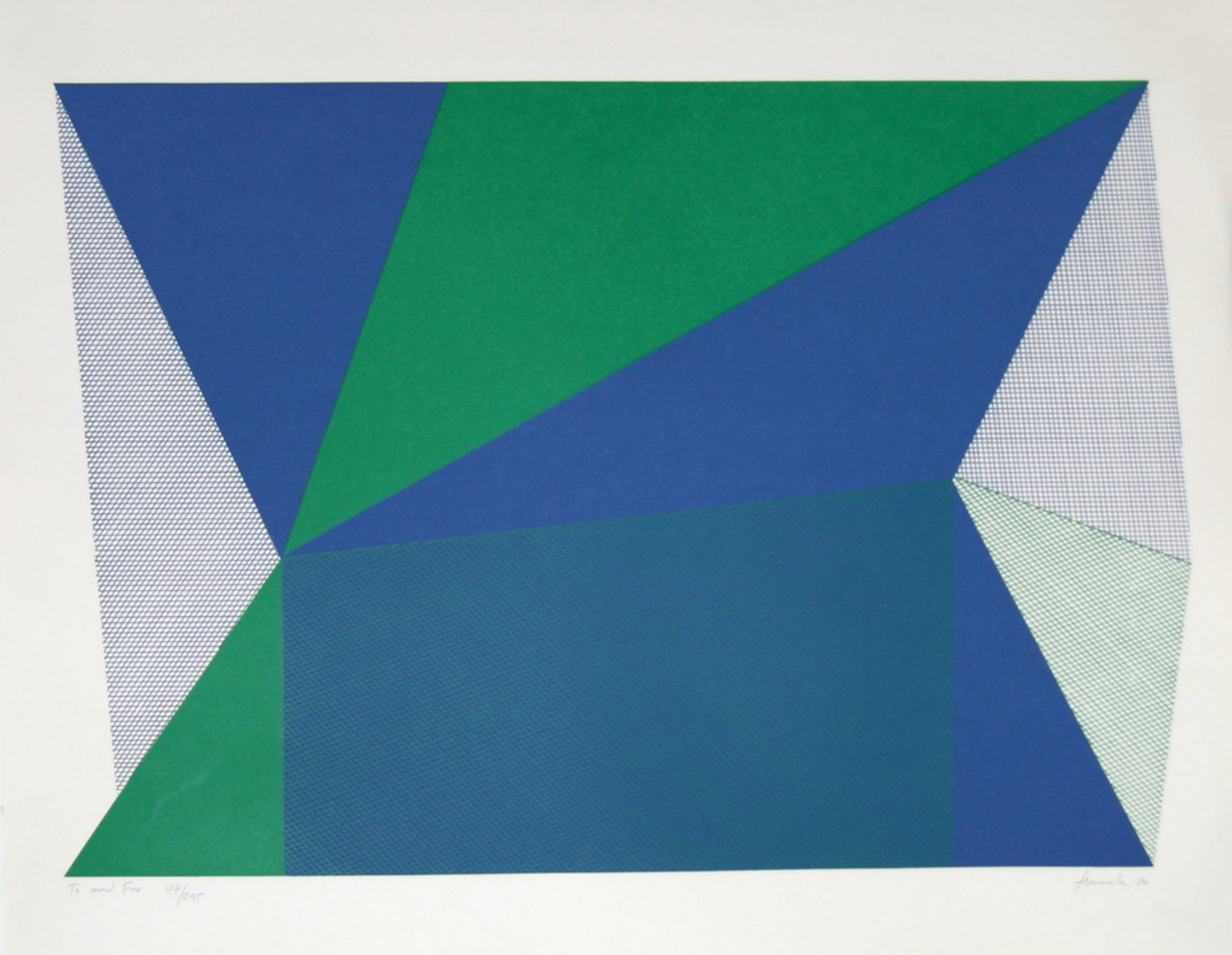 Jean-Marie Haessle, To and Fro, Screenprint: Artist: Jean-Marie Haessle, American (1939 - ) Title: To and Fro Portfolio: Year: 1980 Medium: Screenprint, signed and numbered in pencil Edition: 295 Size: 23 in. x 29 in. (58.42 cm x 73.66 cm) Refer