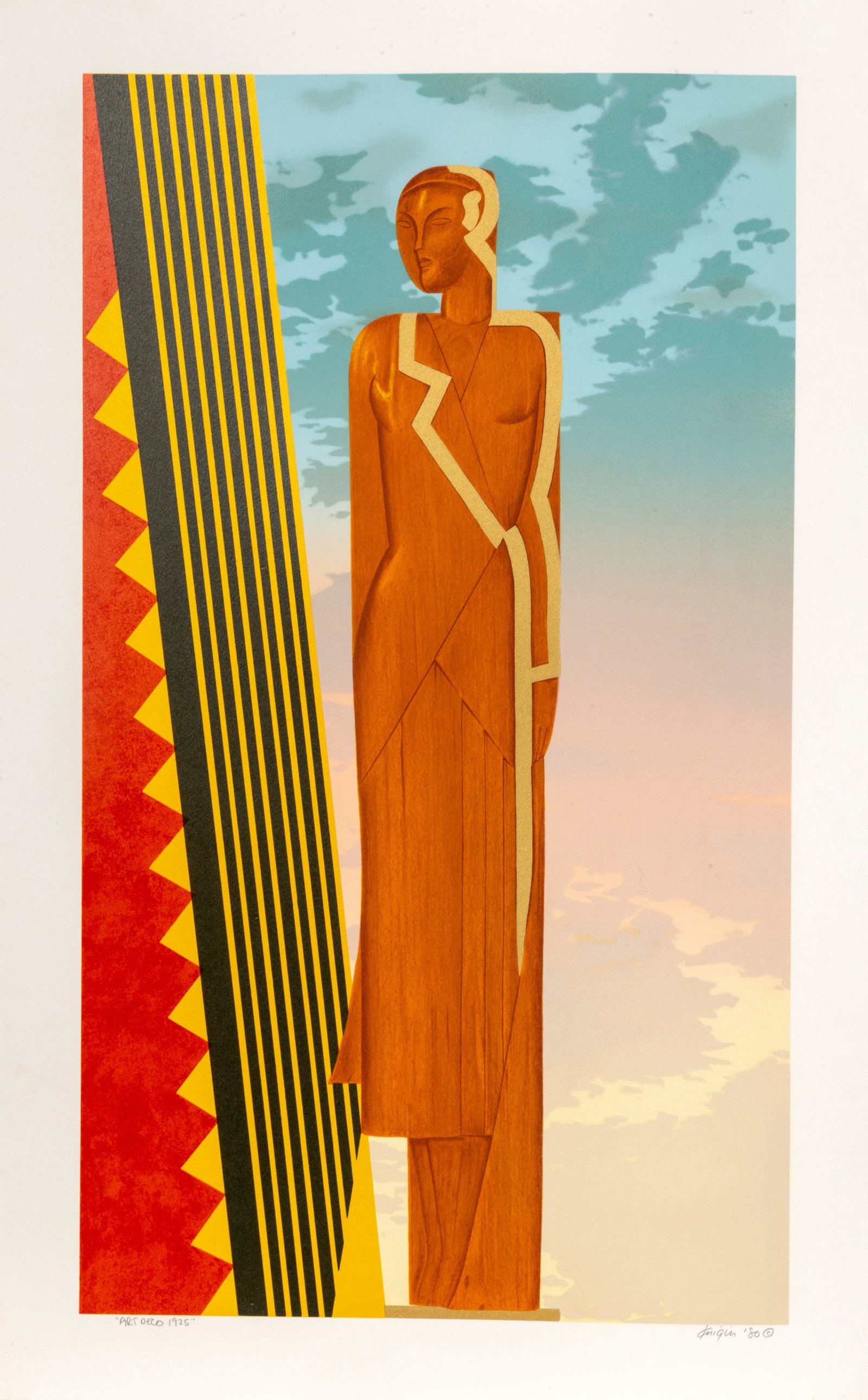 Michael Knigin, Art Deco 1925, Screenprint: Artist: Michael Knigin, American (1942 - 2011) Title: Art Deco 1925 Year: 1980 Medium: Screenprint, signed. numbered, dated, and titled in pencil Edition: AP Image Size: 30 x 17 inches Size: 33.5 x 21