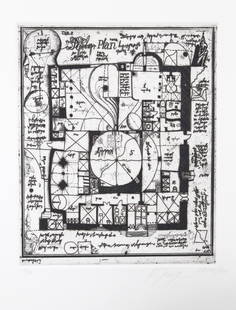 Alexander Brodsky and Ilya Utkin, Theater from Brodsky and Utkin: Projects 1981 - 1990, Etching on: Artist: Alexander Brodsky and Ilya Utkin, Russian (1955 - ) Title: Theater from Brodsky and Utkin: Projects 1981 - 1990 Year: 1990 Medium: Etching on German Rag paper, signed and numbered in pencil Ed