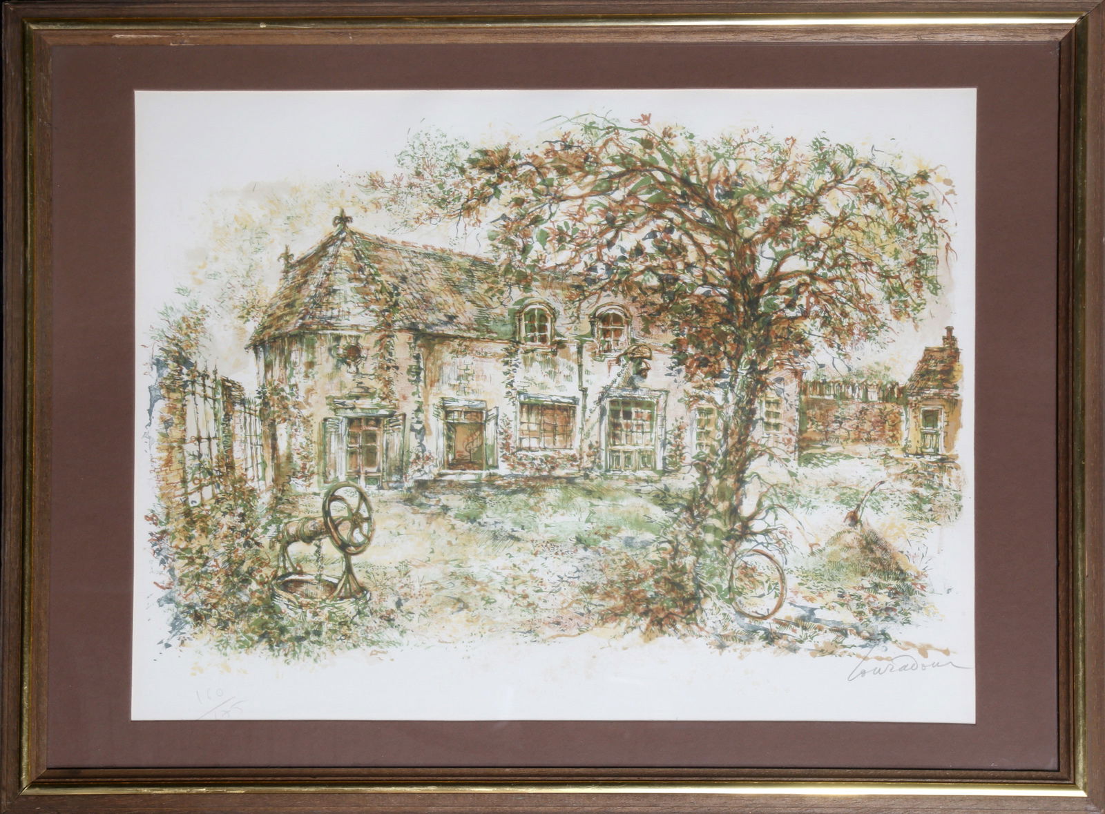 Daniel Louradour, French House, Lithograph: Artist: Daniel Louradour, American (1930 - 2007) Title: French House Year: circa 1975 Medium: Lithograph, Signed and Numbered in Pencil Edition: 160/175 Size: 14.5 in. x 19 in. (36.83 cm x 48.26 cm) F