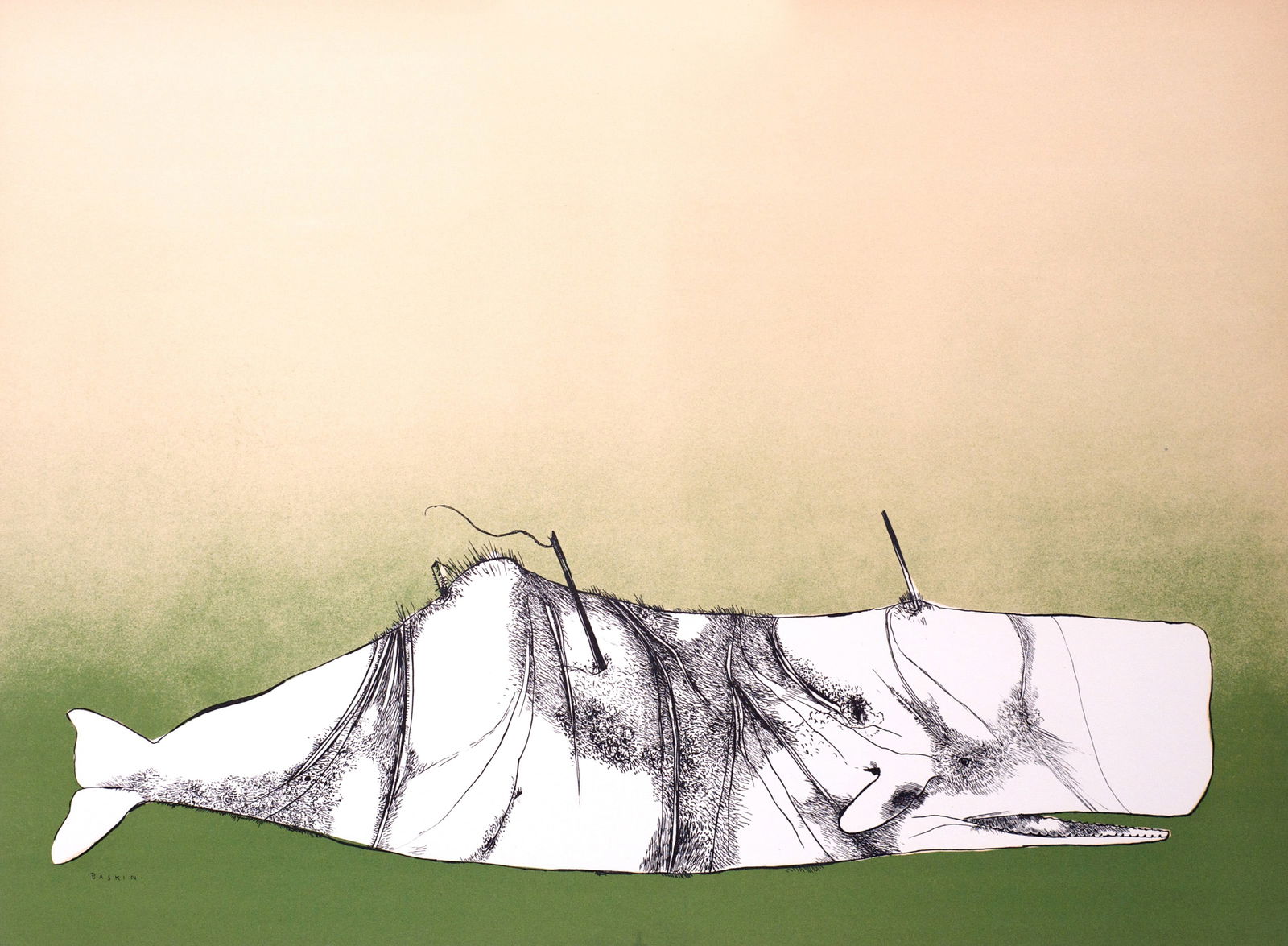 Leonard Baskin, Moby Dick, Lithograph: Artist: Leonard Baskin, American (1922 - 2000) Title: Moby Dick Year: 1970 Medium: Lithograph, signed in the plate Size: 17 x 23 in. (43.18 x 58.42 cm)