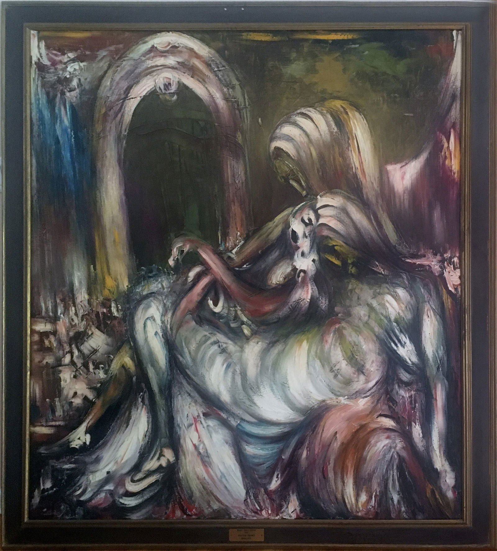 Joachim Probst, The Mary Troy Pieta, Oil on Canvas: Artist: Joachim Probst, American (1913 - 1978) Title: The Mary Troy Pieta Year: 1969 Medium: Oil on Canvas, signed verso Size: 60 x 50 in. (152.4 x 127 cm) Frame Size: 67 x 57 inches Description: A da