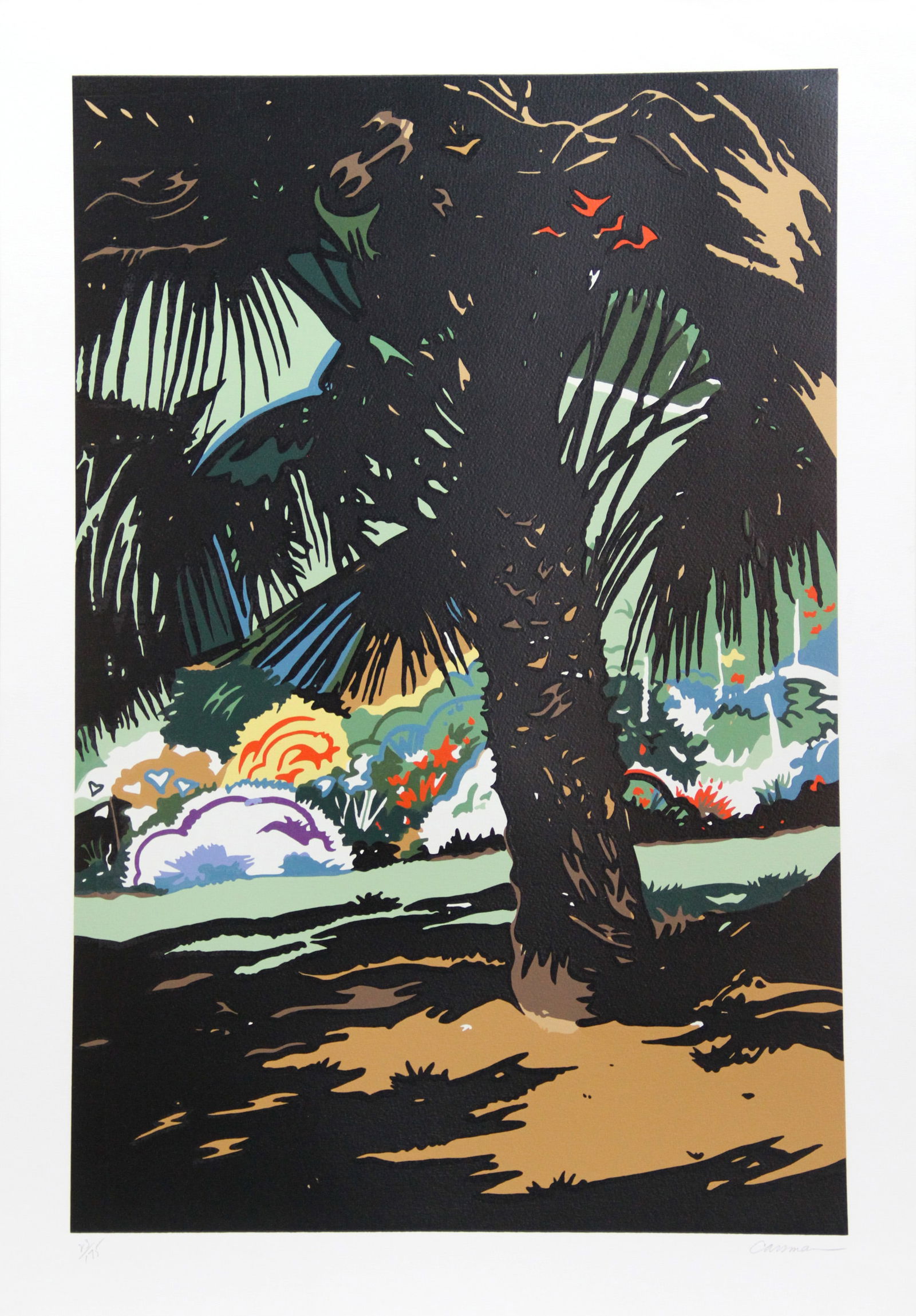 Jon Carsman, Palmettos, Screenprint: Artist: Jon Carsman, American (1944 - 1987) Title: Palmettos Year: circa 1979 Medium: Screenprint, signed and numbered in pencil Edition: 175 Image Size: 30 x 20 inches Size: 34.5 in. x 24 in. (87.63