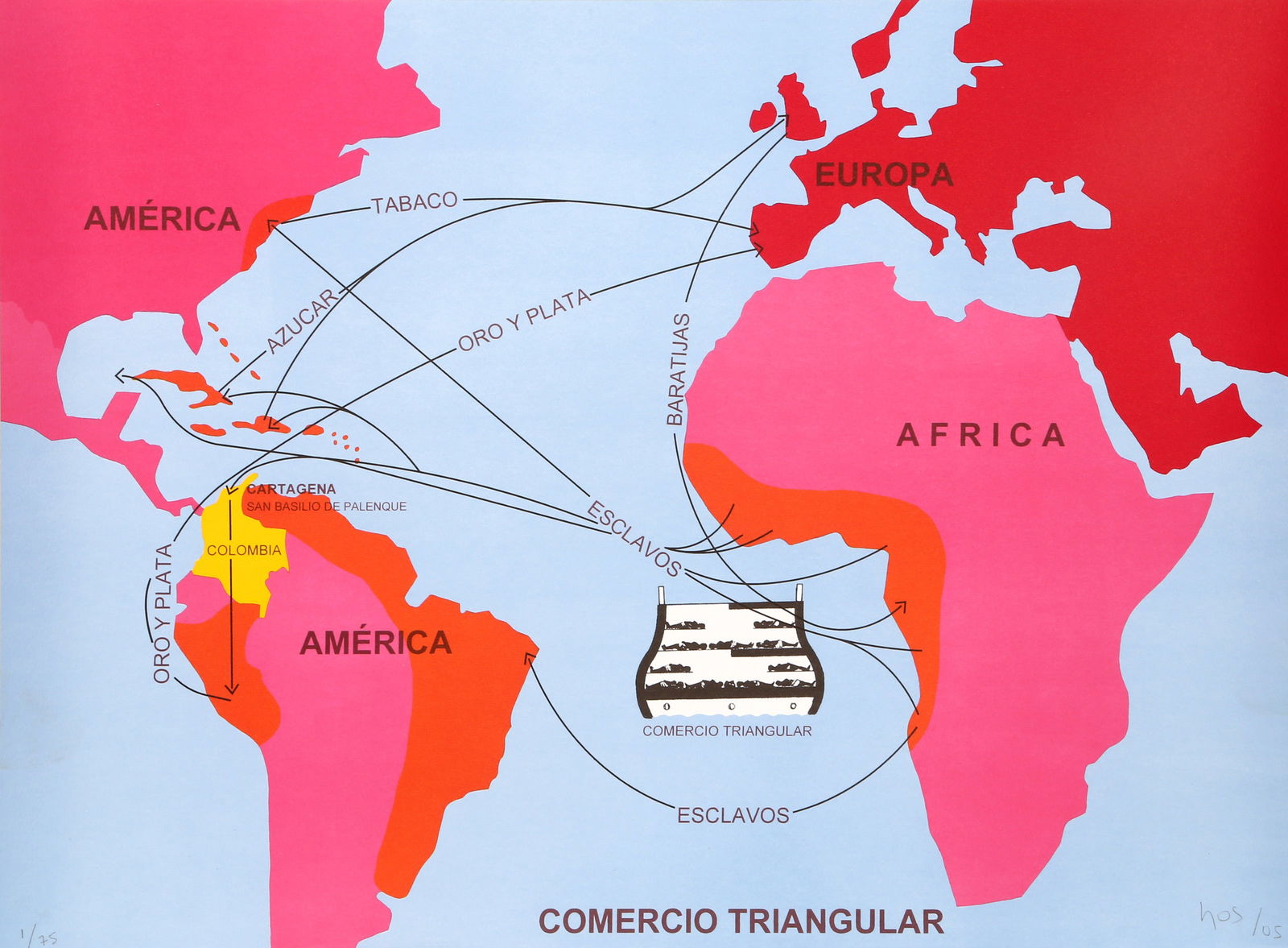 Ana Mercedes Hoyos, Colombia Comercio Triangular, Screenprint (1 of 3)