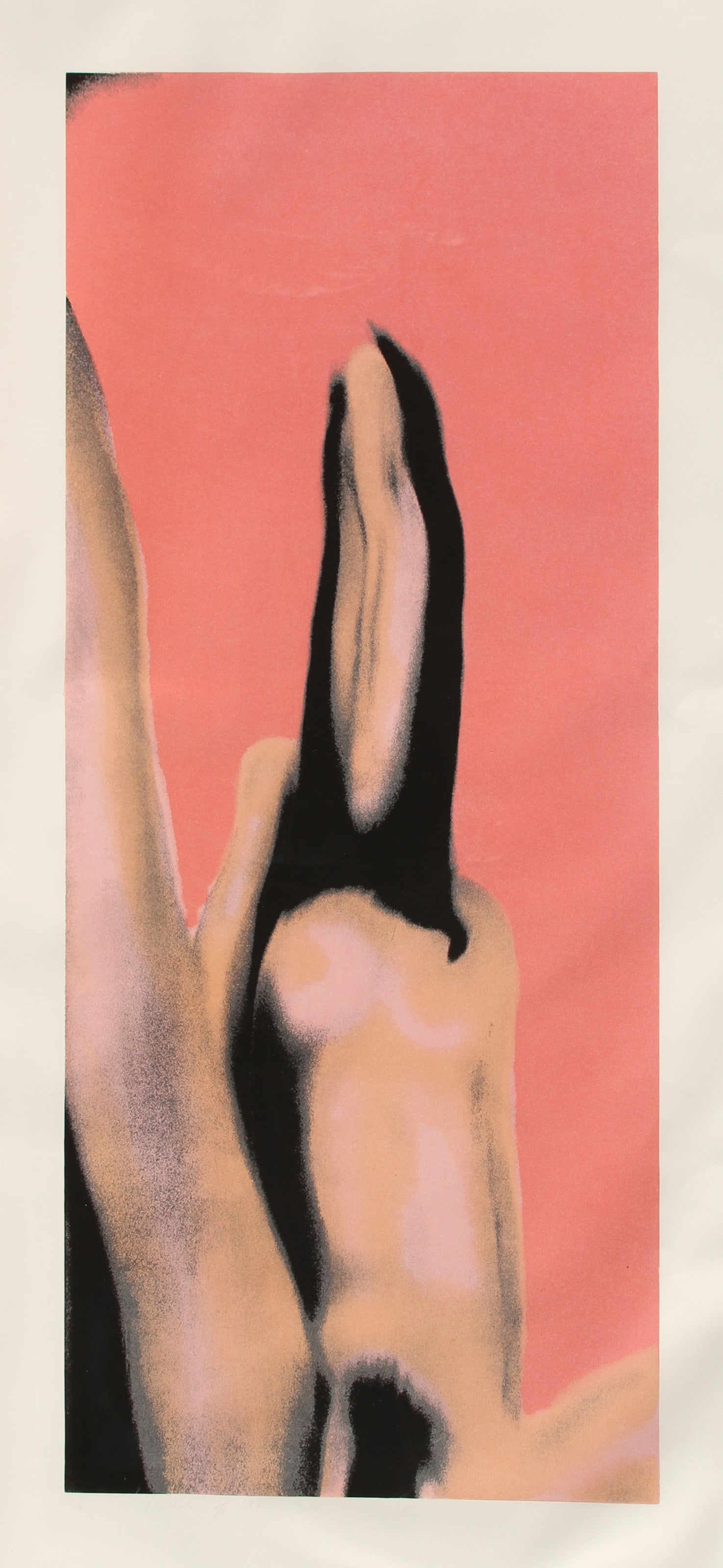 Larry Bell, Nude 1, Screenprint with Flocking: Artist: Larry Bell, American (1939 - ) Title: Nude 1 Year: 1974 Medium: Screenprint with Flocking, signed, dated and numbered in pencil Edition: 17/60 Image Size: 71 x 28.5 inches Size: 83 in. x 40 in