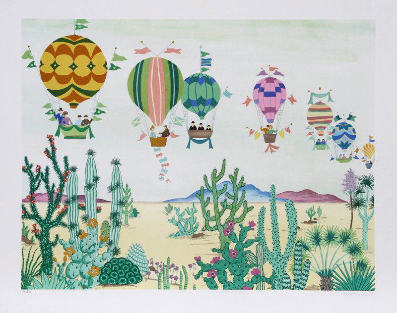 Jack Hofflander, Southwest Balloons, Serigraph: Artist: Jack Hofflander, American (1920 - 2003) Title: Southwest Balloons Year: 1981 Medium: Serigraph, signed and numbered in pencil Edition: 250, AP 30 Image Size: 22 x 30 inches Size: 24 in. x 34 i