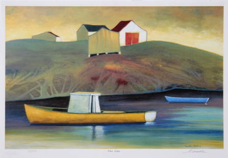 Carol Ann Shelton, Blue Rocks, Lithograph: Artist: Carol Ann Shelton, Canadian (1961 - ) Title: Blue Rocks Year: 1998 Medium: Lithograph, signed and titled in pencil Edition: 350 Size: 14 x 20 in. (35.56 x 50.8 cm)