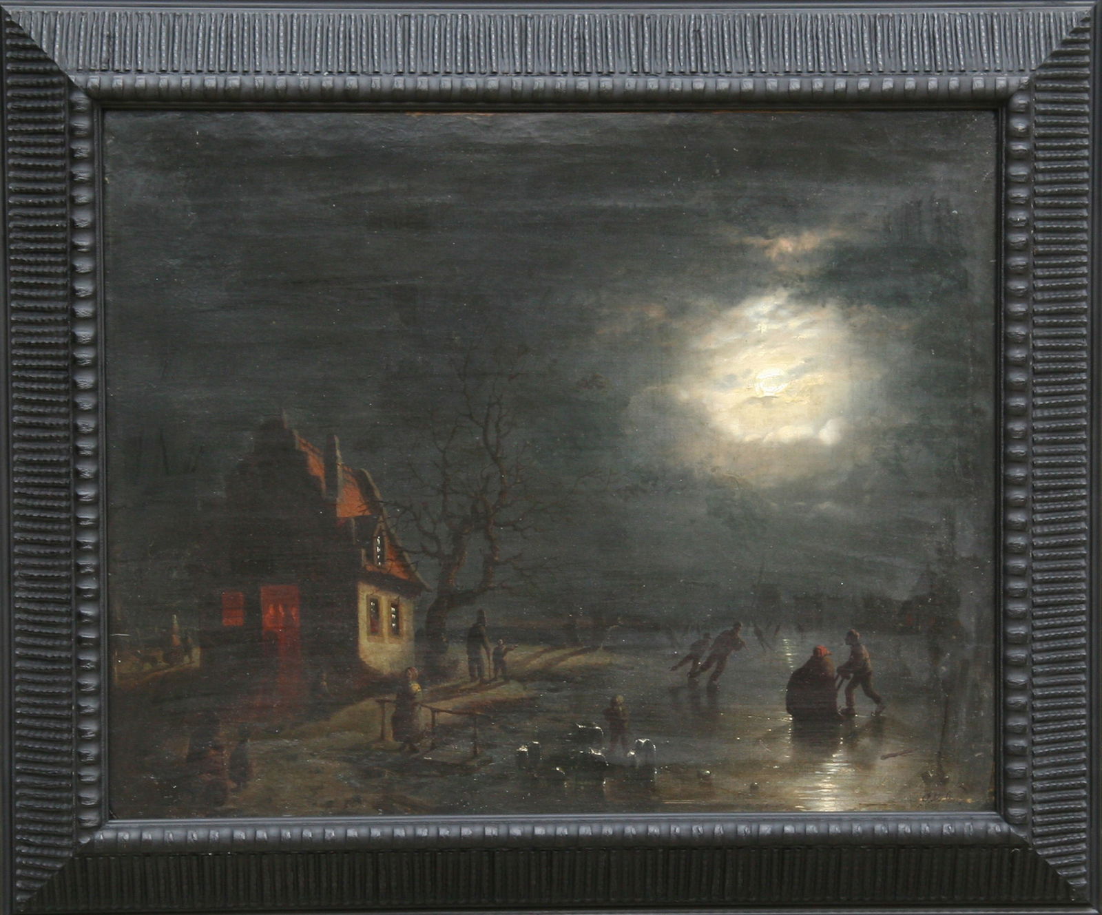 Unknown Artist, Ice Skaters, Oil on Canvas: Artist: Unknown Artist Title: Ice Skaters Medium: Oil on Canvas, signed l.r. Size: 16 x 20 in. (40.64 x 50.8 cm) Frame Size: 17 x 23 inches
