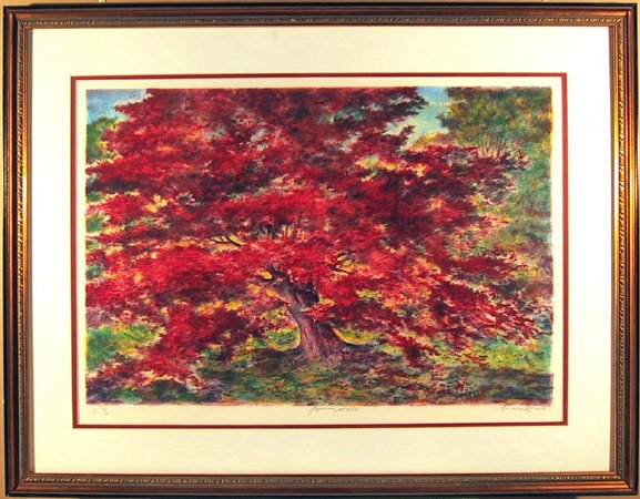 Lumen Martin Winter, Japanese Maple, Lithograph: Artist: Lumen Martin Winter, American (1908 - 1982) Title: Japanese Maple Year: Circa 1980 Medium: Lithograph, signed and numbered in pencil Edition: AP 40 Size: 19.5 in. x 27 in. (49.53 cm x 68.58 cm