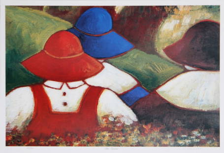 Carol Ann Shelton, The Picnic, Lithograph: Artist: Carol Ann Shelton, Canadian (1961 - ) Title: The Picnic Year: 1998 Medium: Lithograph, signed and titled in pencil Edition: 350 Size: 14 x 20 in. (35.56 x 50.8 cm) Description: Arranged alongs