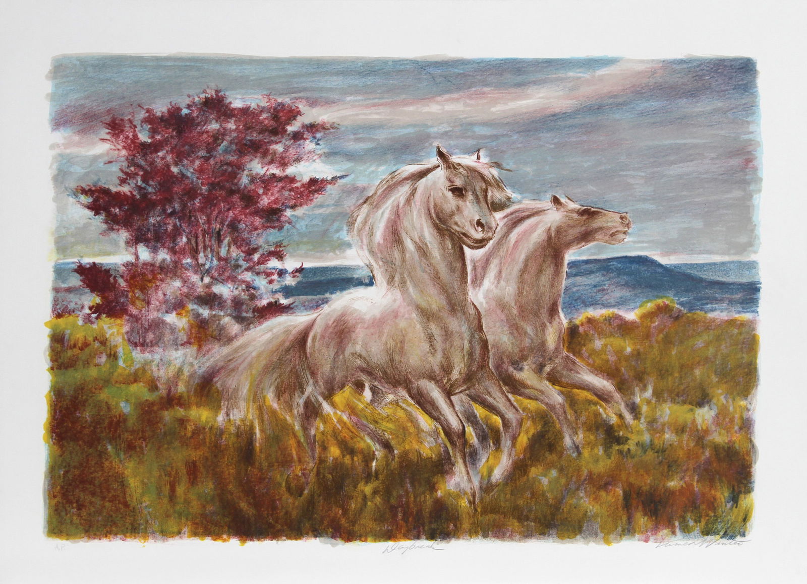 Lumen Martin Winter, Daybreak, Lithograph: Artist: Lumen Martin Winter, American (1908 - 1982) Title: Daybreak Year: Circa 1980 Medium: Lithograph, signed and numbered in pencil Edition: 300, AP Image Size: 18 x 25 inches Size: 22 in. x 29 in.