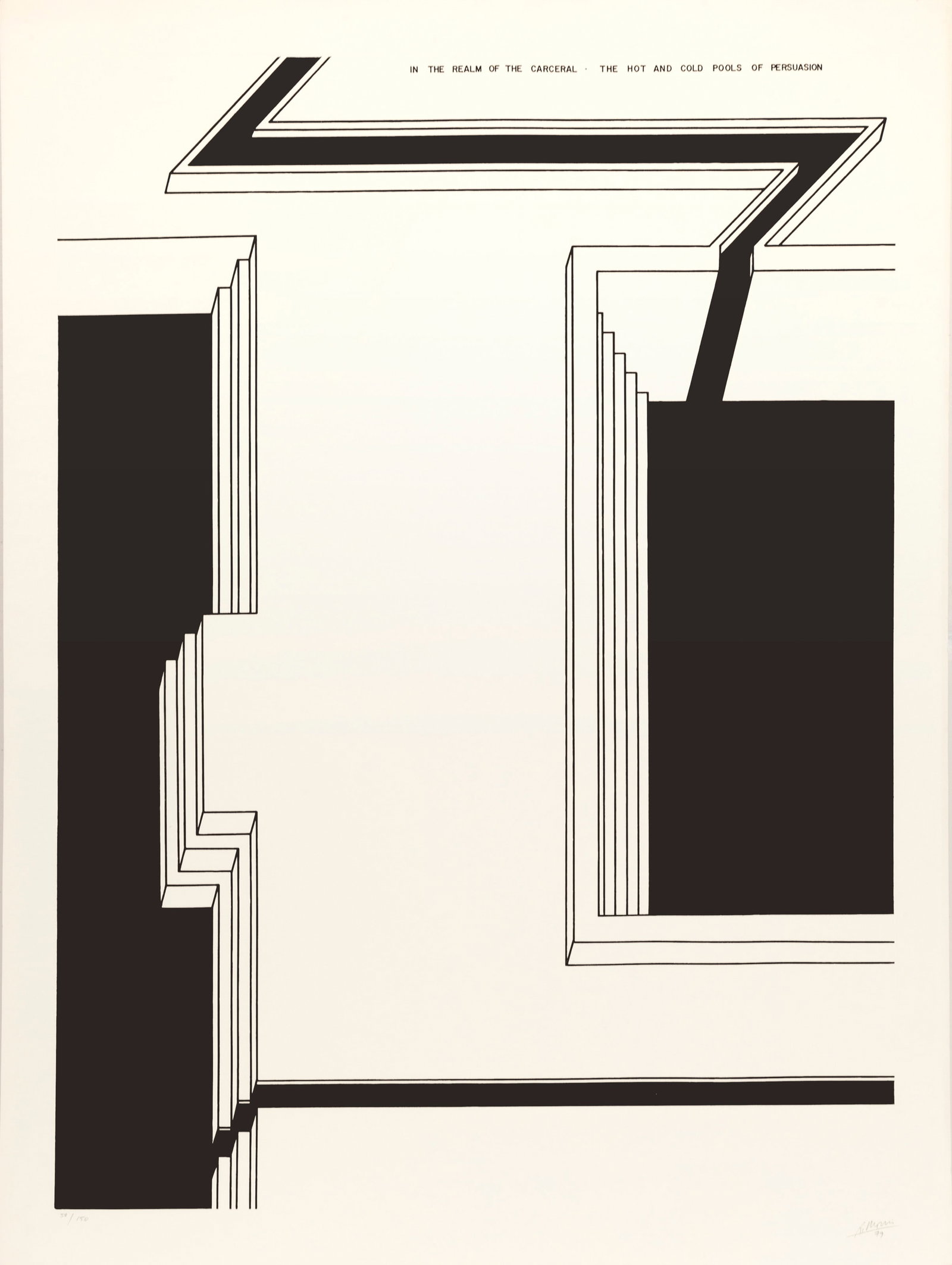 Robert Morris, The Hot and Cold Pools of Persuasion, Etching and Aquatint: Artist: Robert Morris, American (1931 - 2018) Title: The Hot and Cold Pools of Persuasion Portfolio: In the Realm of the Carceral Year: 1979 Medium: Etching and Aquatint, signed, numbered, and dated i