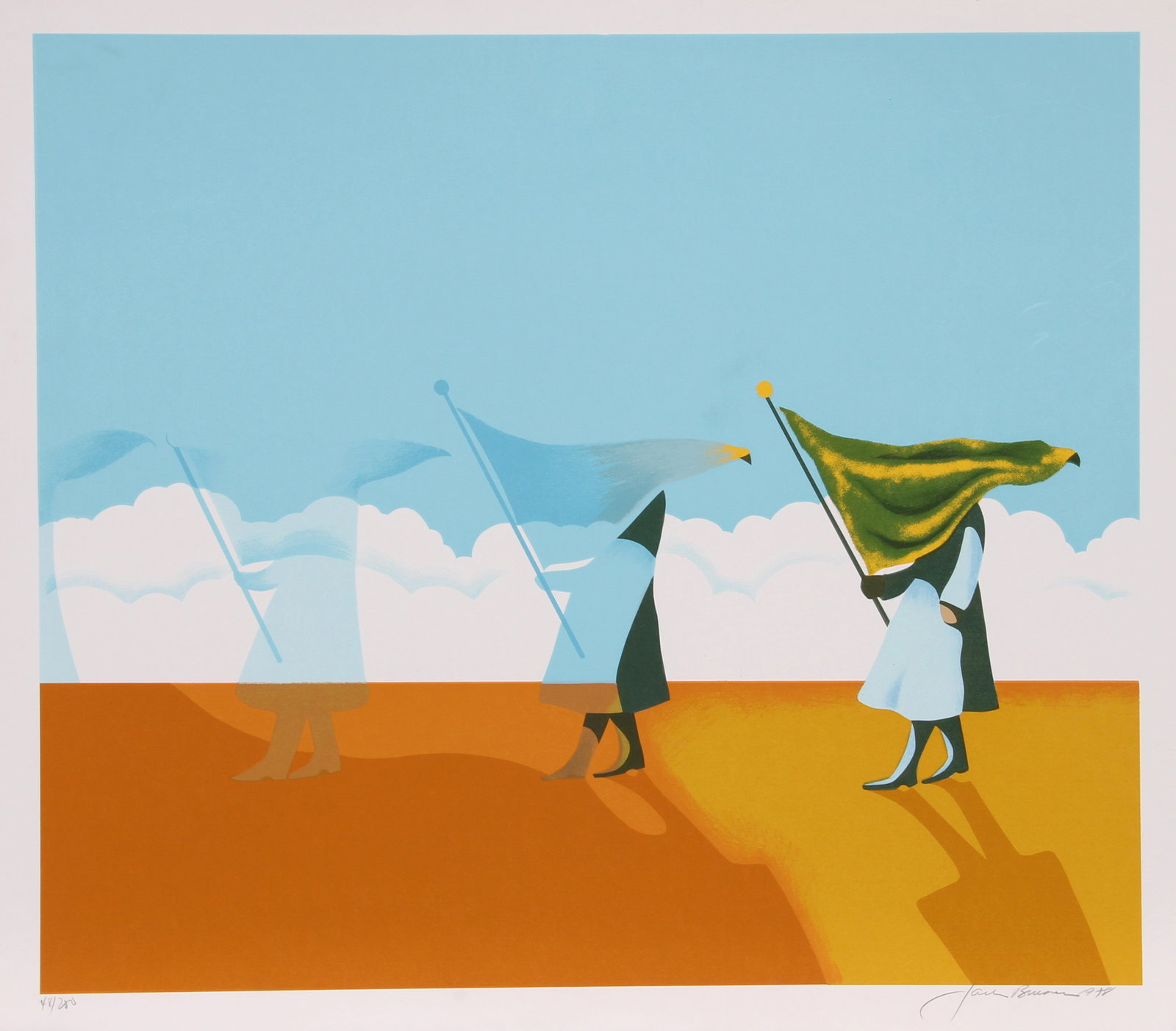 Jack Brusca, Heroes, Screenprint: Artist: Jack Brusca, American (1939 - 1993) Title: Heroes Year: 1978 Medium: Screenprint, signed and numbered in pencil Edition: 200, AP 30 Image Size: 24 x 28 inches Size: 26 in. x 30 in. (66.04 cm x