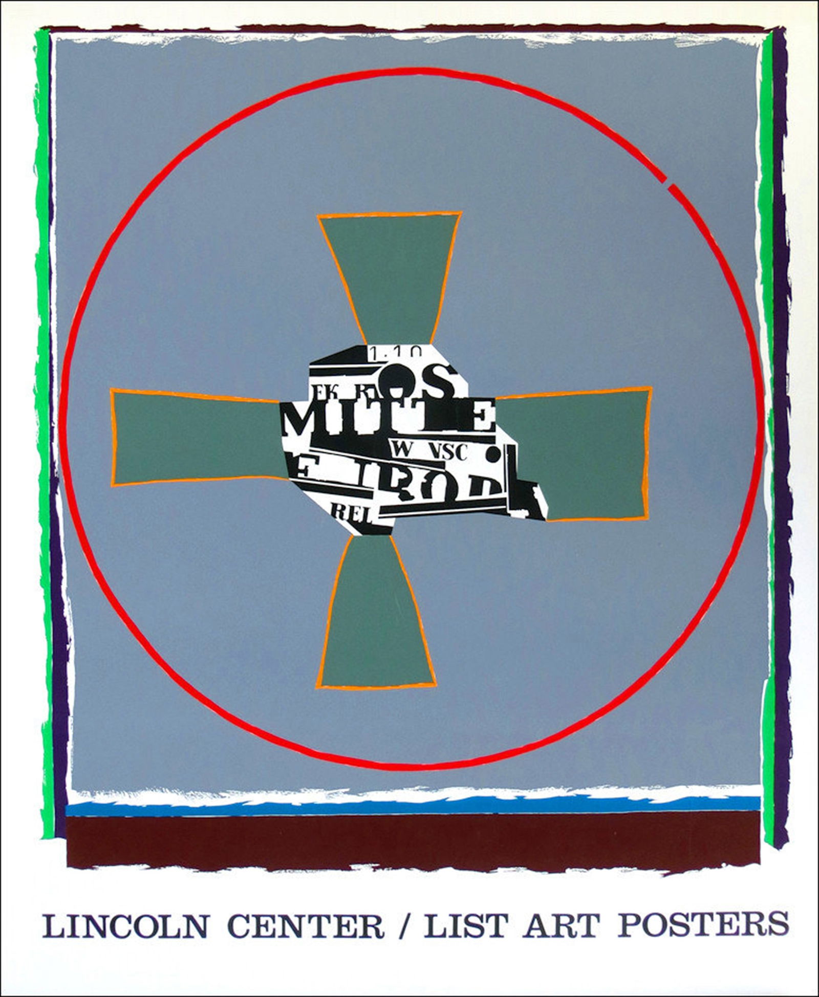 Peter Plagens, Lincoln Center, Screenprint: Artist: Peter Plagens (American, 1941 - ) Title: Lincoln Center Year: 1983 Medium: Screenprint Size: 44 x 33 in. (111.76 x 83.82 cm) Description: This mostly gray poster is modeled after an untitled 1