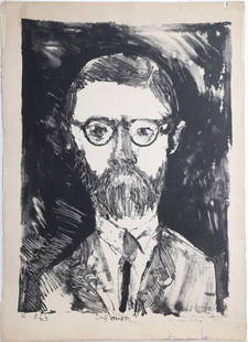 Robert Andrew Parker, Self Portrait, Lithograph: Artist: Robert Andrew Parker, American (1927 - 2024) Title: Self Portrait Year: 1963 Medium: Lithograph, signed and numbered in pencil Edition: 17/30 Image Size: 26 x 19 inches Size: 30 x 22 in. (76.2