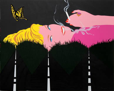 Allan D'Arcangelo, Smoking Blonde, Screenprint: Artist: Allan D'Arcangelo, American (1930 - 1998) Title: Smoking Blonde Year: 1990 Medium: Screenprint, signed and numbered in pencil Edition: 65 Size: 37.5 x 47 in. (95.25 x 119.38 cm)