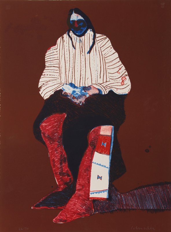 Fritz Scholder, Buffalo Archer, Lithograph: Artist: Fritz Scholder, Native American (1937 - 2005) Title: Buffalo Archer Year: circa 1975 Medium: Lithograph, signed and numbered in pencil Edition: 26/70 Size: 30 in. x 22.5 in. (76.2 cm x 57.15 c