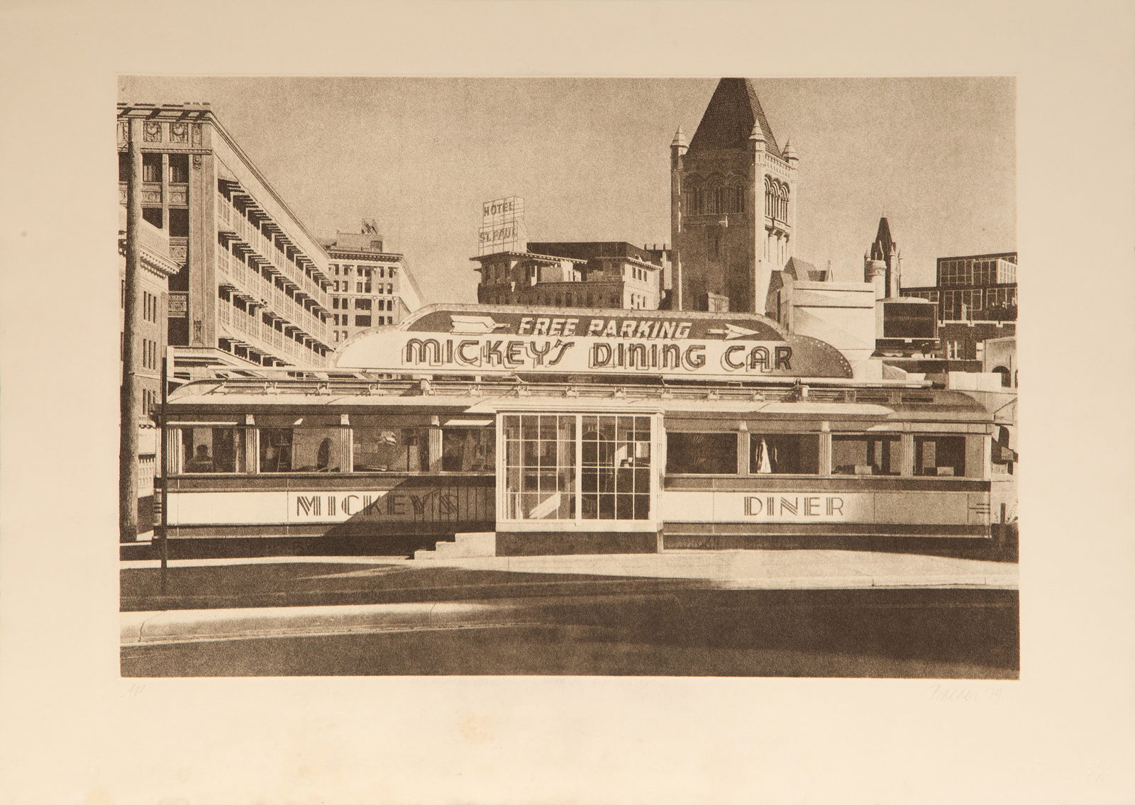 John Baeder, Mickey's Diner, Etching on Arches (1 of 5)