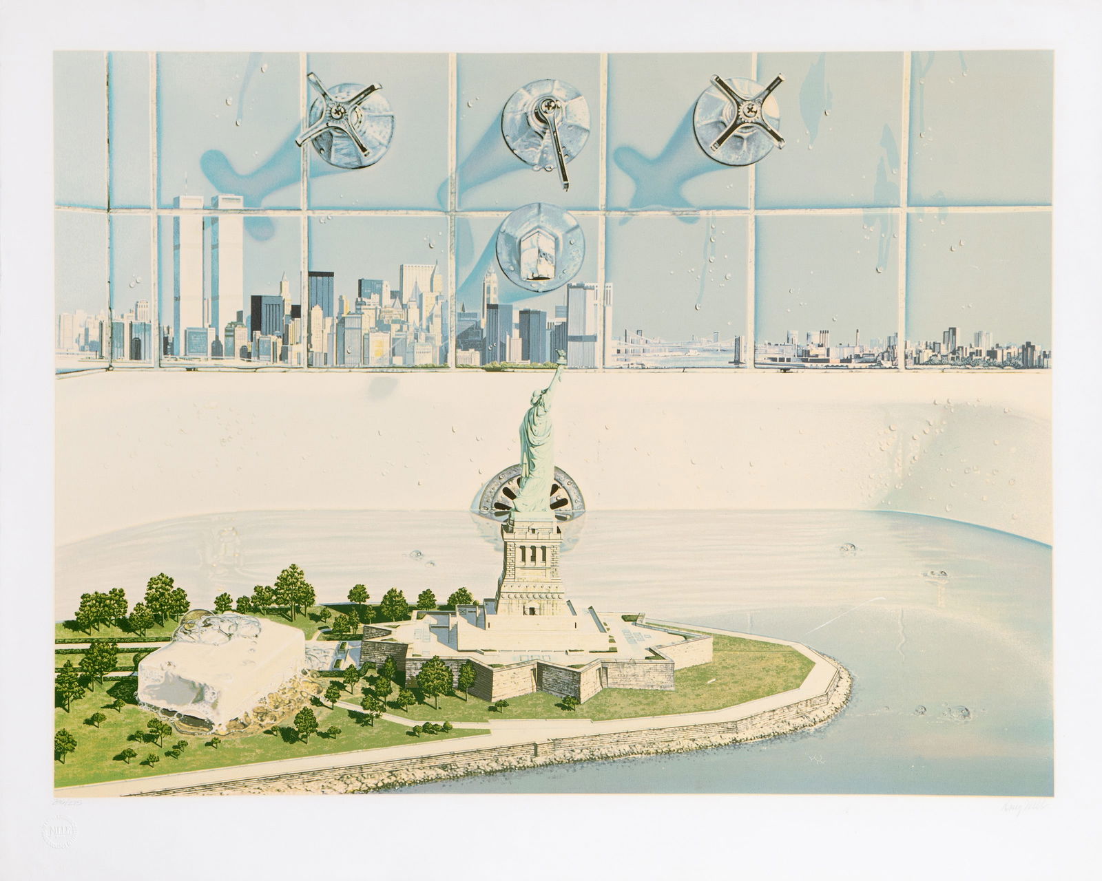 Doug Webb, Liberty Renewed, Screenprint: Artist: Doug Webb, Turkish (1946 - ) Title: Liberty Renewed Year: 1985 Medium: Screenprint, signed and numbered in pencil Edition: 246/275 Image Size: 25 x 33.25 inches Size: 30 x 37 in. (76.2 x 93.98