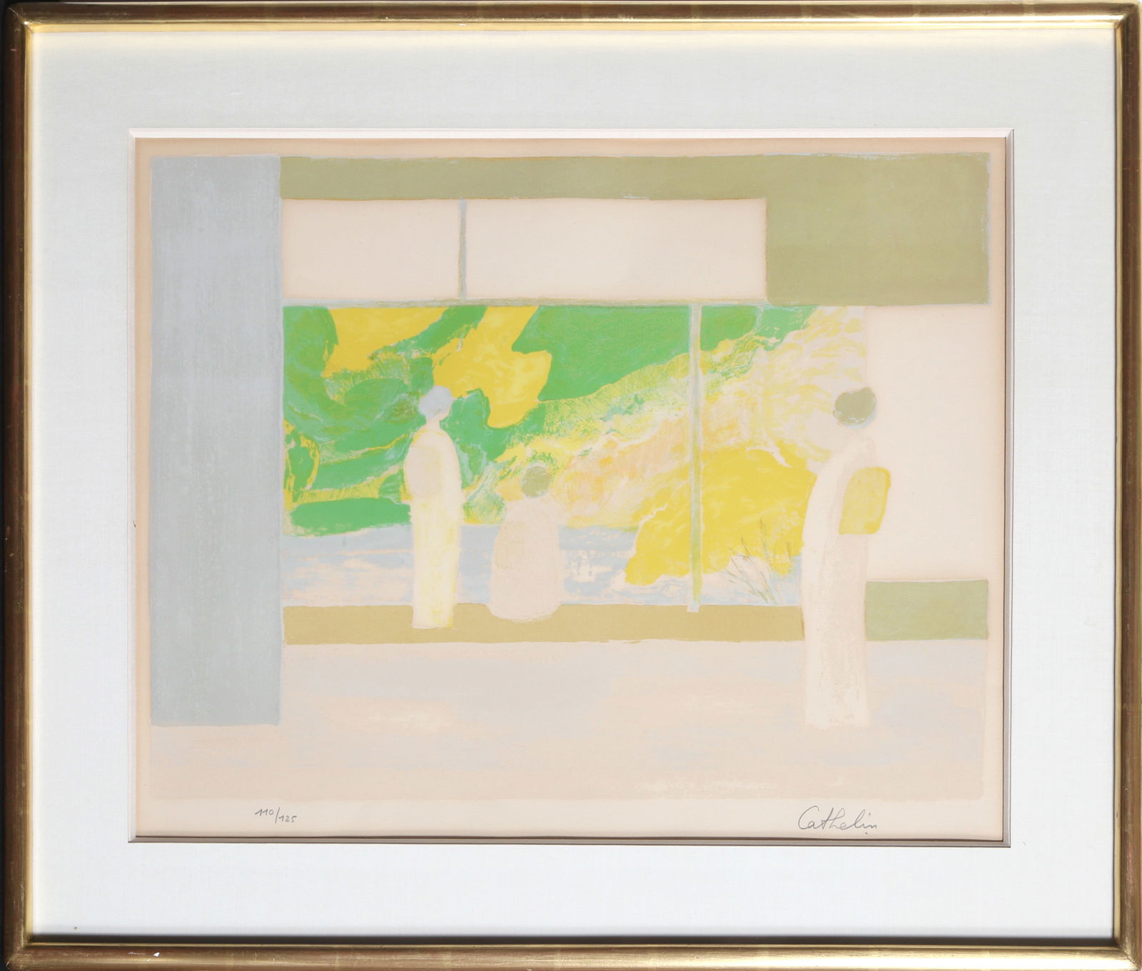 Bernard Cathelin, Ladies at the Window, Lithograph: Artist: Bernard Cathelin, French (1919 - 2004) Title: Ladies at the Window Year: circa 1970 Medium: Lithograph, signed and numbered in pencil Edition: 110/125 Image Size: 17 x 23 inches Frame Size: 26