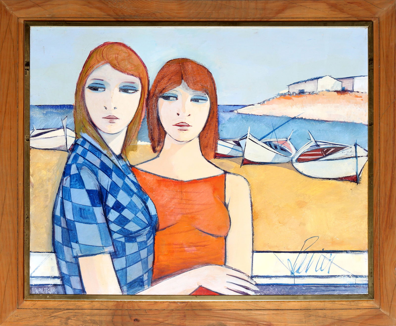 Charles Levier, Les Soeurs (The Sisters), Oil on canvas: Artist: Charles Levier, French (1920 - 2003) Title: Les Soeurs (The Sisters) Year: circa 1965 Medium: Oil on canvas, signed lower right Size: 24 x 30 in. (60.96 x 76.2 cm) Frame Size: 29.5 x 35.5 inch